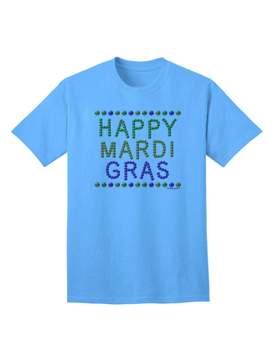 Happy Mardi Gras Beads - Premium Adult T-Shirt for Festive Celebrations-Mens T-shirts-TooLoud-Aquatic-Blue-Small-Davson Sales