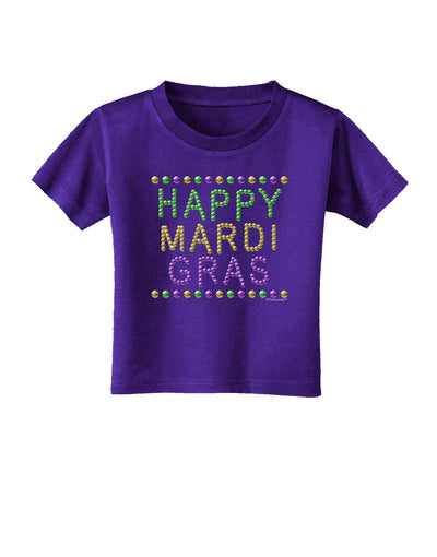 Happy Mardi Gras Beads Toddler T-Shirt Dark-Toddler T-Shirt-TooLoud-Purple-2T-Davson Sales