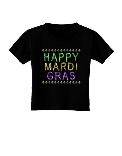 Happy Mardi Gras Beads Toddler T-Shirt Dark-Toddler T-Shirt-TooLoud-Black-2T-Davson Sales