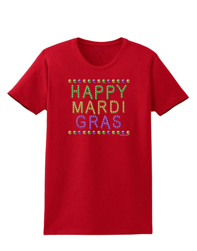 Happy Mardi Gras Beads Womens Dark T-Shirt-TooLoud-Red-X-Small-Davson Sales