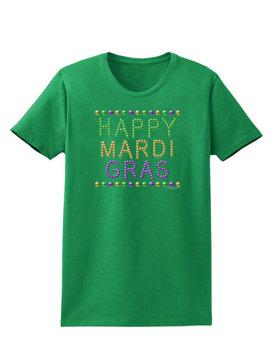 Happy Mardi Gras Beads Womens Dark T-Shirt-TooLoud-Kelly-Green-X-Small-Davson Sales