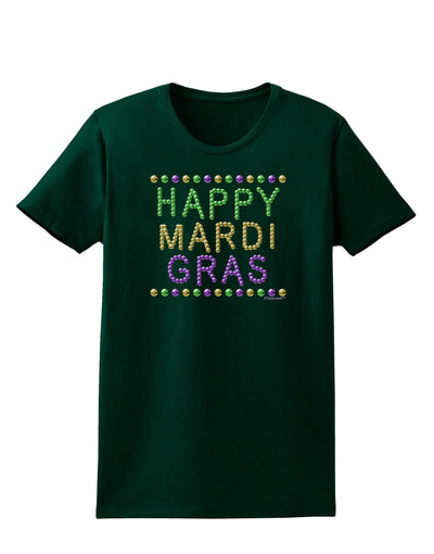 Happy Mardi Gras Beads Womens Dark T-Shirt-TooLoud-Forest-Green-Small-Davson Sales