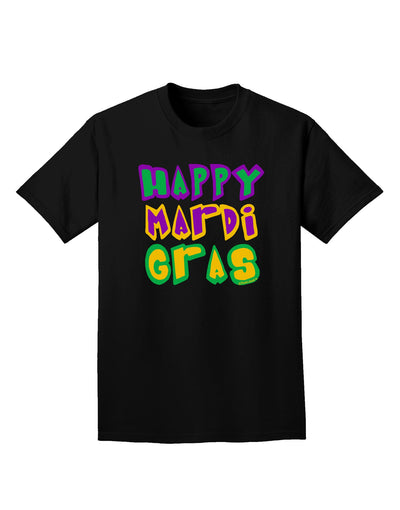 Happy Mardi Gras Text 2 Adult Dark T-Shirt-Mens T-Shirt-TooLoud-Black-Small-Davson Sales