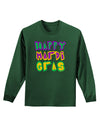 Happy Mardi Gras Text 2 Adult Long Sleeve Dark T-Shirt-TooLoud-Dark-Green-Small-Davson Sales