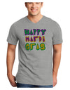 Happy Mardi Gras Text 2 Adult V-Neck T-shirt-Mens V-Neck T-Shirt-TooLoud-HeatherGray-Small-Davson Sales