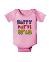 Happy Mardi Gras Text 2 Baby Romper Bodysuit-Baby Romper-TooLoud-Pink-06-Months-Davson Sales