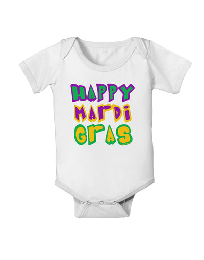 Happy Mardi Gras Text 2 Baby Romper Bodysuit-Baby Romper-TooLoud-White-06-Months-Davson Sales