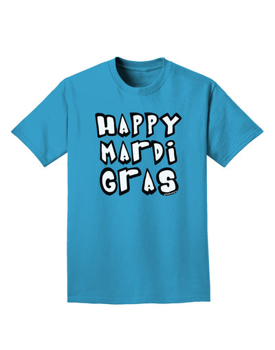 Happy Mardi Gras Text 2 BnW Adult Dark T-Shirt-Mens T-Shirt-TooLoud-Turquoise-Small-Davson Sales