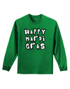 Happy Mardi Gras Text 2 BnW Adult Long Sleeve Dark T-Shirt-TooLoud-Kelly-Green-Small-Davson Sales