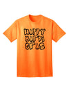 Happy Mardi Gras Text 2 BnW Adult T-Shirt-Mens T-Shirt-TooLoud-Neon-Orange-Small-Davson Sales