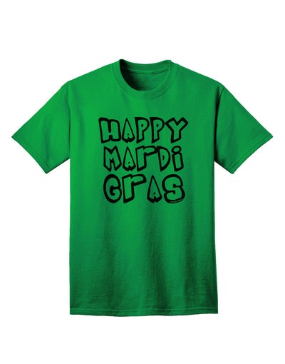 Happy Mardi Gras Text 2 BnW Adult T-Shirt-Mens T-Shirt-TooLoud-Kelly-Green-Small-Davson Sales