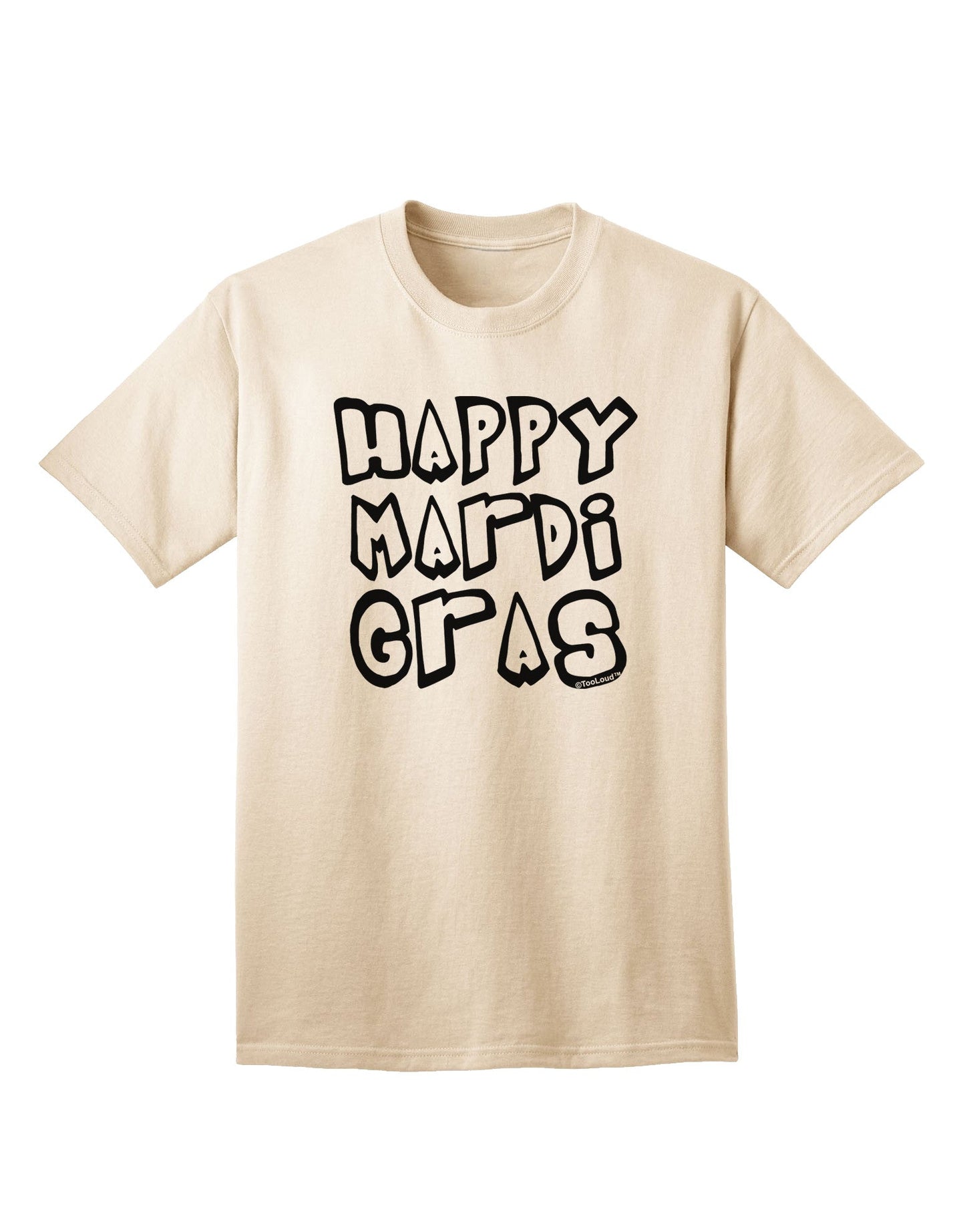 Happy Mardi Gras Text 2 BnW Adult T-Shirt-Mens T-Shirt-TooLoud-Natural-Small-Davson Sales