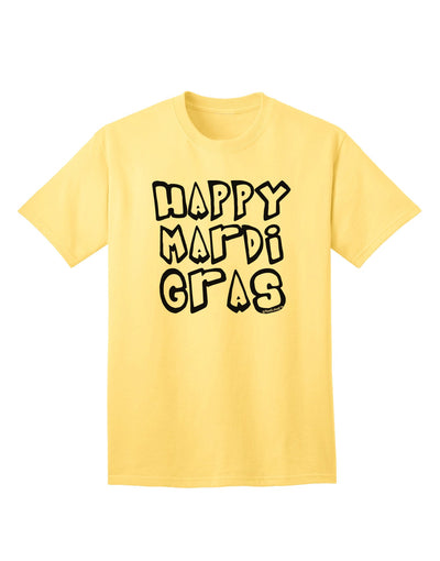 Happy Mardi Gras Text 2 BnW Adult T-Shirt-Mens T-Shirt-TooLoud-Yellow-Small-Davson Sales
