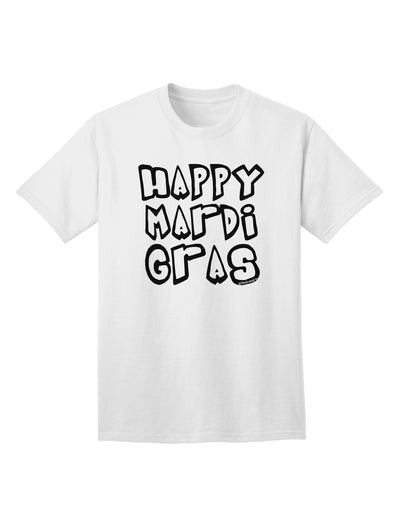 Happy Mardi Gras Text 2 BnW Adult T-Shirt-Mens T-Shirt-TooLoud-White-Small-Davson Sales