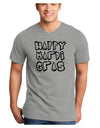Happy Mardi Gras Text 2 BnW Adult V-Neck T-shirt-Mens V-Neck T-Shirt-TooLoud-HeatherGray-Small-Davson Sales
