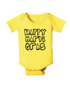 Happy Mardi Gras Text 2 BnW Baby Romper Bodysuit-Baby Romper-TooLoud-Yellow-06-Months-Davson Sales