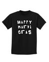 Happy Mardi Gras Text 2 BnW Childrens Dark T-Shirt-Childrens T-Shirt-TooLoud-Black-X-Small-Davson Sales