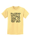 Happy Mardi Gras Text 2 BnW Childrens T-Shirt-Childrens T-Shirt-TooLoud-Daffodil-Yellow-X-Small-Davson Sales