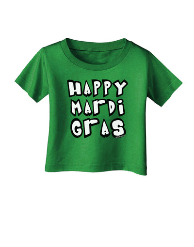 Happy Mardi Gras Text 2 BnW Infant T-Shirt Dark-Infant T-Shirt-TooLoud-Clover-Green-06-Months-Davson Sales