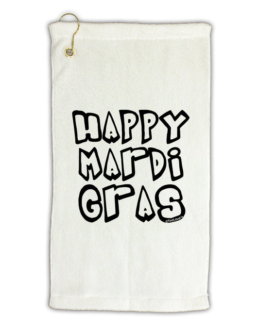 Happy Mardi Gras Text 2 BnW Micro Terry Gromet Golf Towel 11&#x22;x19-Golf Towel-TooLoud-White-Davson Sales