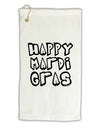 Happy Mardi Gras Text 2 BnW Micro Terry Gromet Golf Towel 11&#x22;x19-Golf Towel-TooLoud-White-Davson Sales