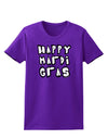 Happy Mardi Gras Text 2 BnW Womens Dark T-Shirt-TooLoud-Purple-X-Small-Davson Sales