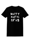 Happy Mardi Gras Text 2 BnW Womens Dark T-Shirt-TooLoud-Black-X-Small-Davson Sales