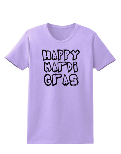 Happy Mardi Gras Text 2 BnW Womens T-Shirt-Womens T-Shirt-TooLoud-Lavender-X-Small-Davson Sales