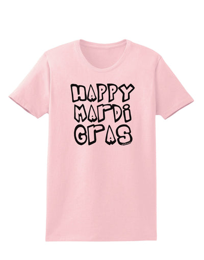 Happy Mardi Gras Text 2 BnW Womens T-Shirt-Womens T-Shirt-TooLoud-PalePink-X-Small-Davson Sales