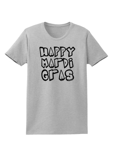 Happy Mardi Gras Text 2 BnW Womens T-Shirt-Womens T-Shirt-TooLoud-AshGray-X-Small-Davson Sales
