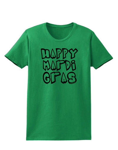 Happy Mardi Gras Text 2 BnW Womens T-Shirt-Womens T-Shirt-TooLoud-Kelly-Green-X-Small-Davson Sales
