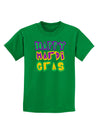 Happy Mardi Gras Text 2 Childrens Dark T-Shirt-Childrens T-Shirt-TooLoud-Kelly-Green-X-Small-Davson Sales