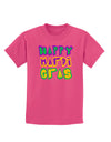 Happy Mardi Gras Text 2 Childrens Dark T-Shirt-Childrens T-Shirt-TooLoud-Sangria-X-Small-Davson Sales