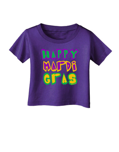 Happy Mardi Gras Text 2 Infant T-Shirt Dark-Infant T-Shirt-TooLoud-Purple-06-Months-Davson Sales