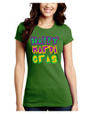 Happy Mardi Gras Text 2 Juniors Petite Crew Dark T-Shirt-T-Shirts Juniors Tops-TooLoud-Kiwi-Green-Juniors Fitted Small-Davson Sales