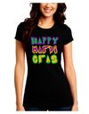 Happy Mardi Gras Text 2 Juniors Petite Crew Dark T-Shirt-T-Shirts Juniors Tops-TooLoud-Black-Juniors Fitted Small-Davson Sales