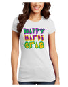 Happy Mardi Gras Text 2 Juniors Petite T-Shirt-T-Shirts Juniors Tops-TooLoud-White-Juniors Fitted X-Small-Davson Sales