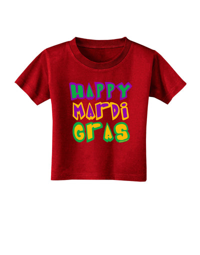 Happy Mardi Gras Text 2 Toddler T-Shirt Dark-Toddler T-Shirt-TooLoud-Red-2T-Davson Sales