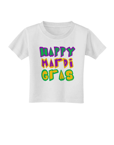 Happy Mardi Gras Text 2 Toddler T-Shirt-Toddler T-Shirt-TooLoud-White-2T-Davson Sales