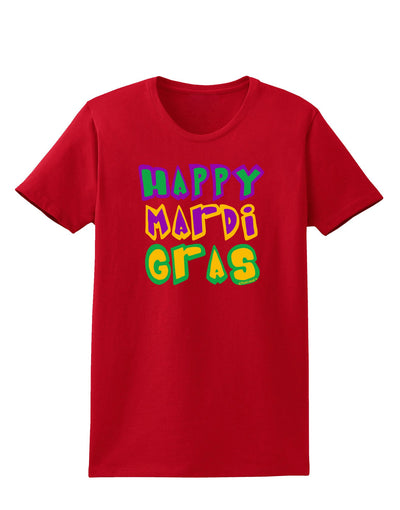 Happy Mardi Gras Text 2 Womens Dark T-Shirt-TooLoud-Red-X-Small-Davson Sales