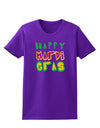 Happy Mardi Gras Text 2 Womens Dark T-Shirt-TooLoud-Purple-X-Small-Davson Sales