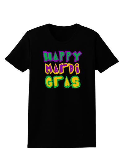 Happy Mardi Gras Text 2 Womens Dark T-Shirt-TooLoud-Black-X-Small-Davson Sales