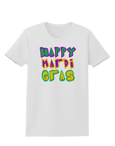 Happy Mardi Gras Text 2 Womens T-Shirt-Womens T-Shirt-TooLoud-White-X-Small-Davson Sales