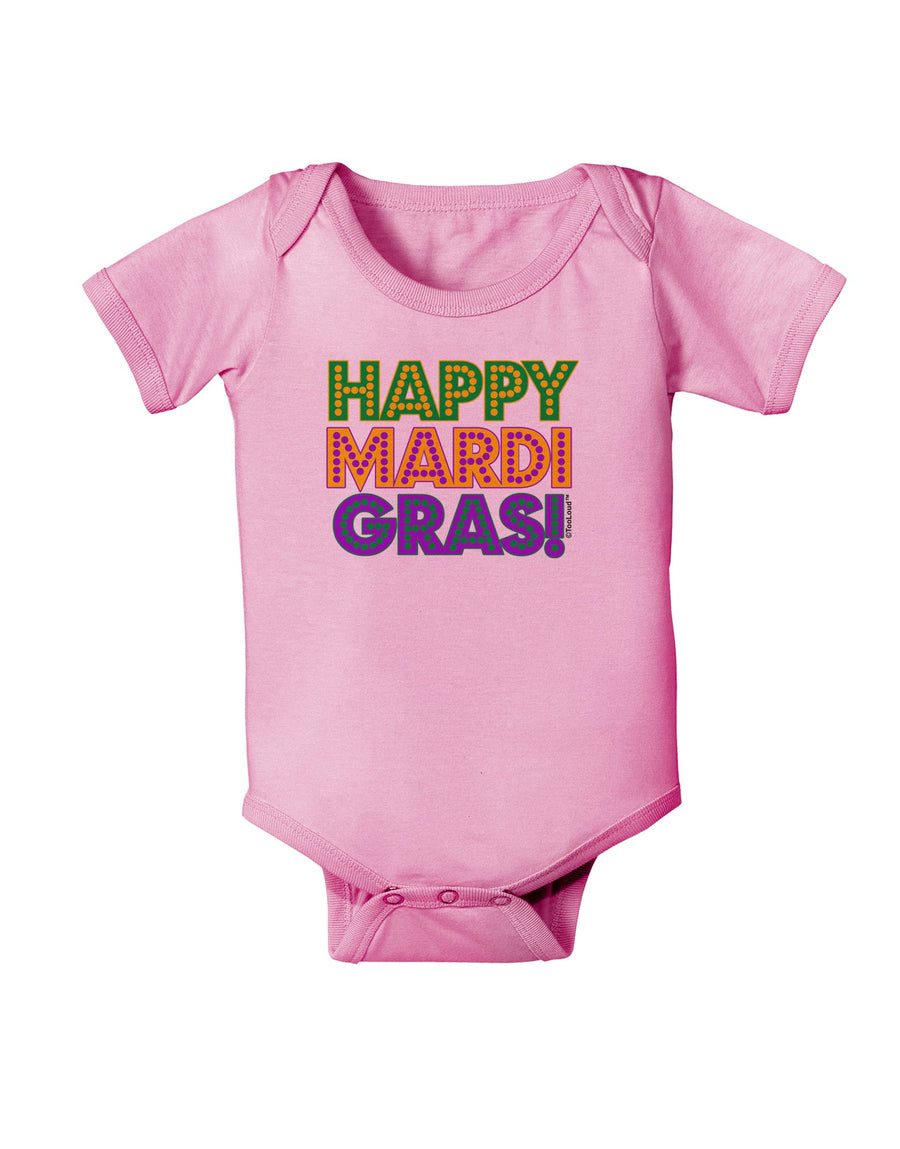 Happy Mardi Gras Text Baby Romper Bodysuit by TooLoud-Baby Romper-TooLoud-White-06-Months-Davson Sales