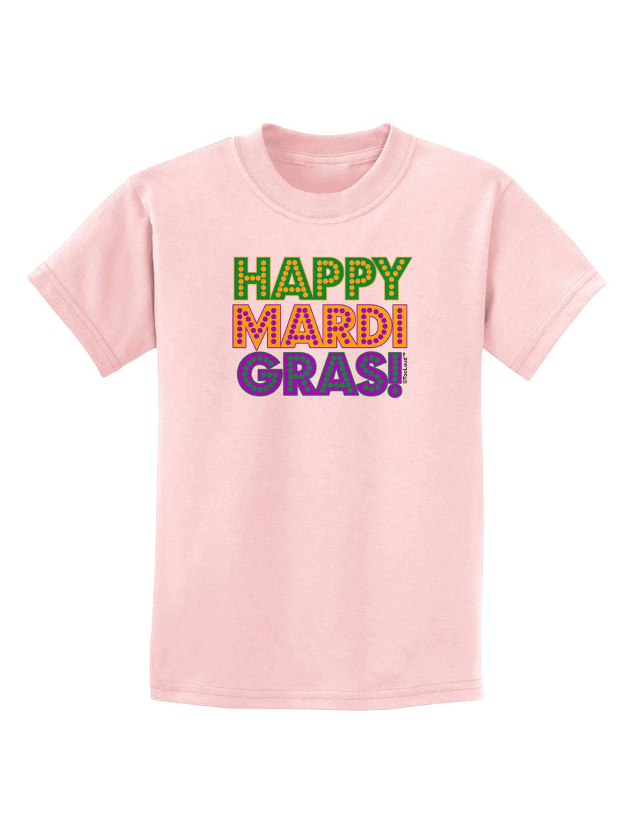 Happy Mardi Gras Text Childrens T-Shirt by TooLoud-Childrens T-Shirt-TooLoud-White-X-Small-Davson Sales