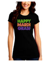 Happy Mardi Gras Text Juniors Crew Dark T-Shirt by TooLoud-T-Shirts Juniors Tops-TooLoud-Black-Juniors Fitted Small-Davson Sales