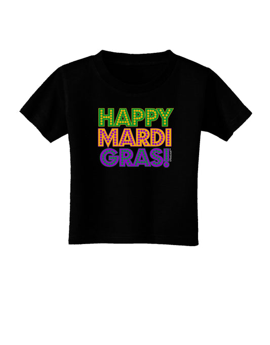 Happy Mardi Gras Text Toddler T-Shirt Dark by TooLoud-Toddler T-Shirt-TooLoud-Black-2T-Davson Sales