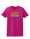 Happy Mardi Gras Text Womens Dark T-Shirt by TooLoud-Womens T-Shirt-TooLoud-Hot-Pink-Small-Davson Sales