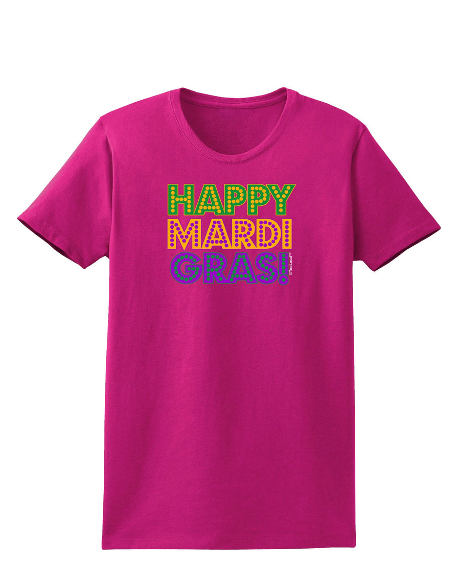 Happy Mardi Gras Text Womens Dark T-Shirt by TooLoud-Womens T-Shirt-TooLoud-Black-X-Small-Davson Sales