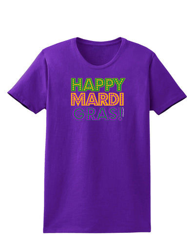 Happy Mardi Gras Text Womens Dark T-Shirt by TooLoud-Womens T-Shirt-TooLoud-Purple-X-Small-Davson Sales